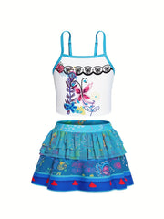 Girls Cartoon Spaghetti Strap Swim Set