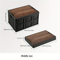 Camping Folding Storage Box Car Trunk Storage Box Wooden Cover