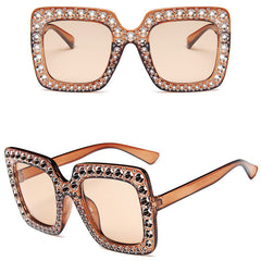 Vintage Rhinestones Sunglasses Oversized Square Sunglasses