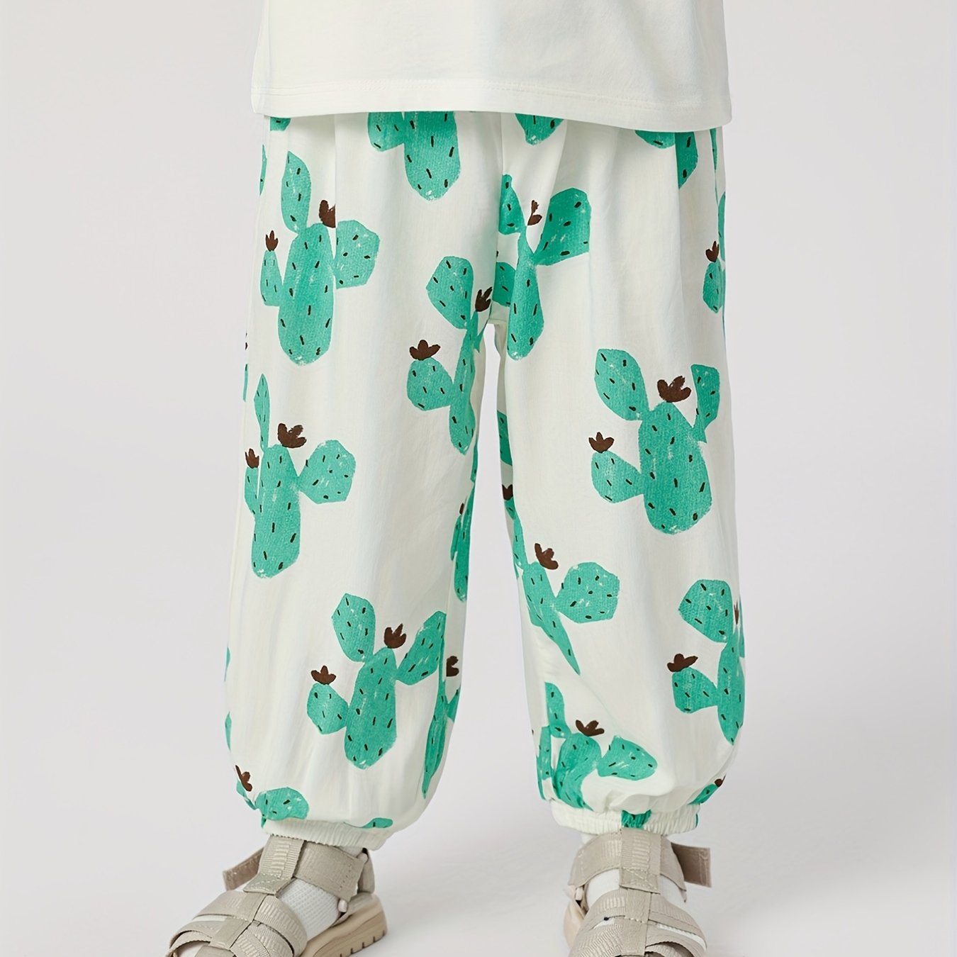 Girls Cartoon Elastic Cropped Pants Kids Summer Breathable Baggy Pants