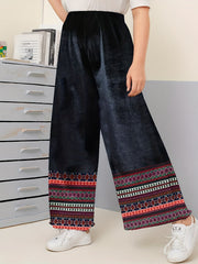 Boho Pants Women's Plus Tribal Print Wide Leg Pants