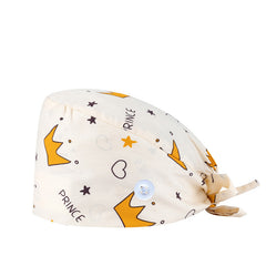 Light Cartoon Print Nurse Hat Adjustable Scrub Cap
