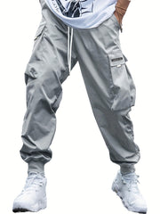 Men's Casual Cargo Pants with Drawstring Waist and Pockets