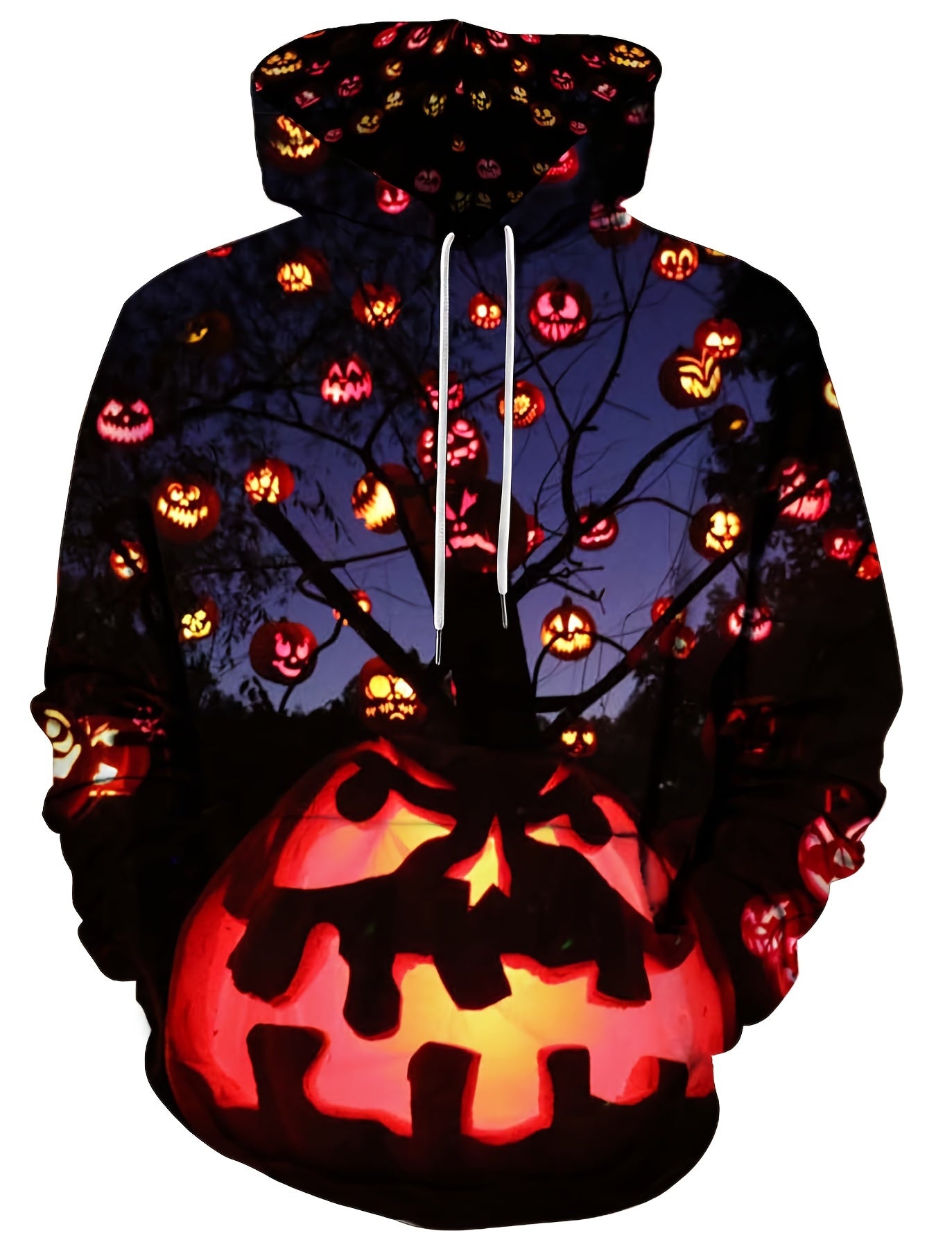 Men's Halloween Pumpkin Light Hoodie Casual Hooded Sweatshirt