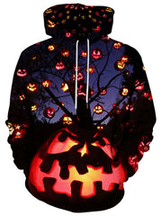 Men's Halloween Pumpkin Light Hoodie Casual Hooded Sweatshirt