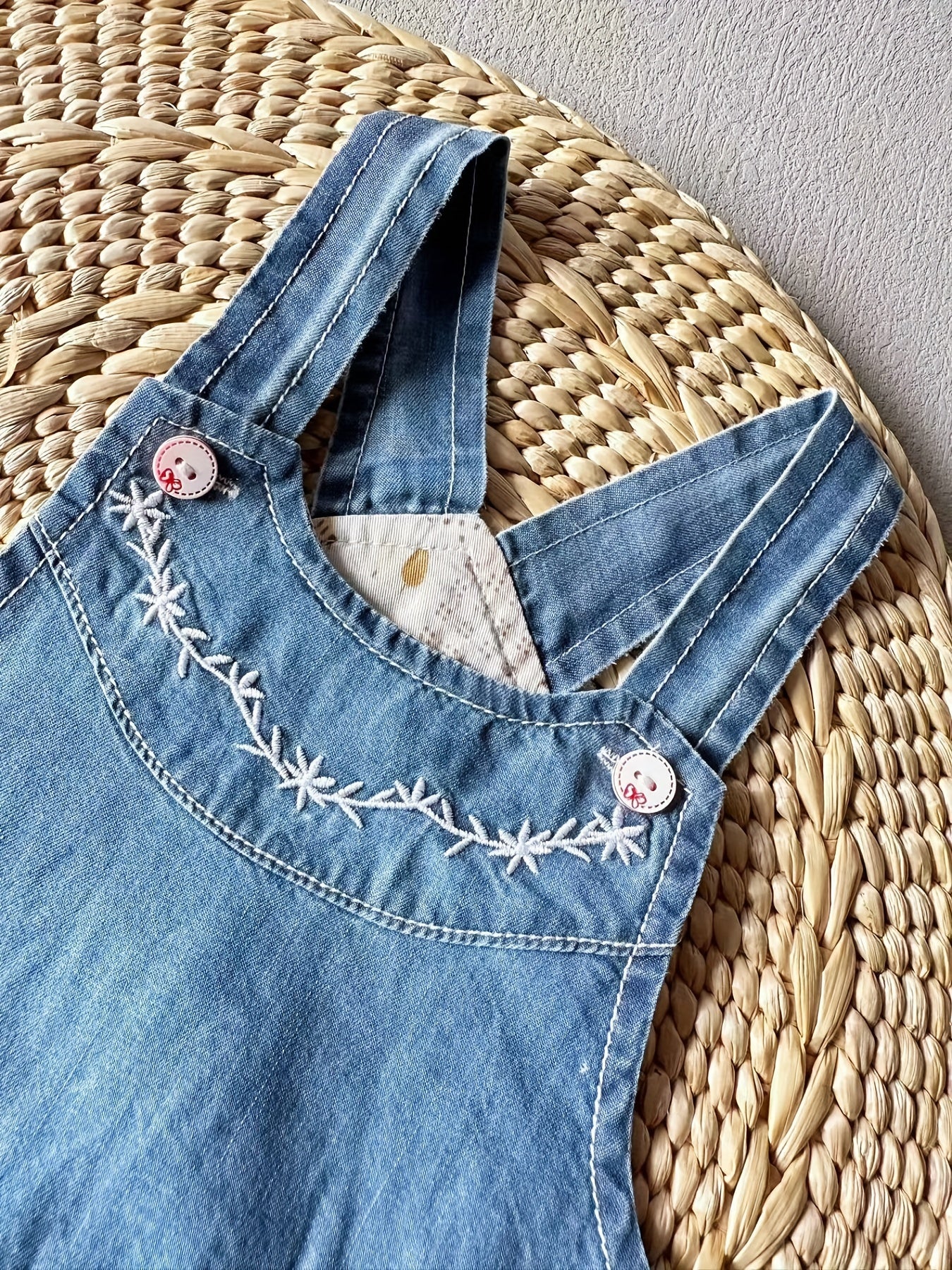 Baby Girl's Ruffle Trim Denim Dress Overall