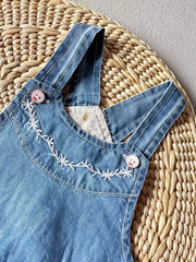 Baby Girl's Ruffle Trim Denim Dress Overall