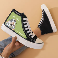 Kitty Graphic Canvas High Top Sneakers for Women