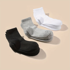 12 Pairs Unisex Solid Calf Socks for Kids