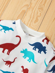 Toddler Boy's Dino Sweatshirt & Sweatpants Set for Spring Fall