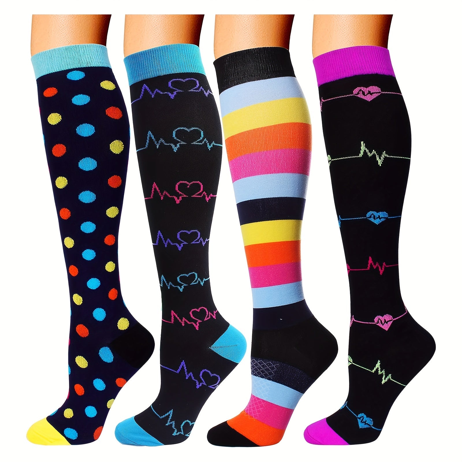 4Pairs Compression Socks for Men and Women Outdoor Running Stockings