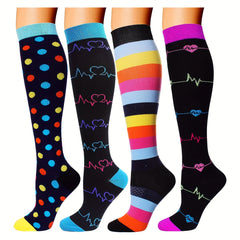 4Pairs Compression Socks for Men and Women Outdoor Running Stockings