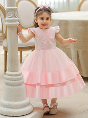 1st Birthday Party Dress Baby Girl with Headband Princess Dress