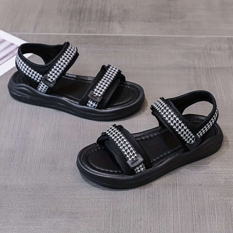 Women's Houndstooth Platform Sandals Ankle Strap Casual Sandals
