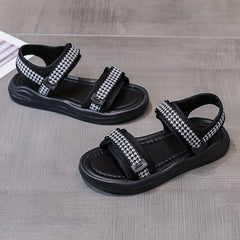 Women's Houndstooth Platform Sandals Ankle Strap Casual Sandals
