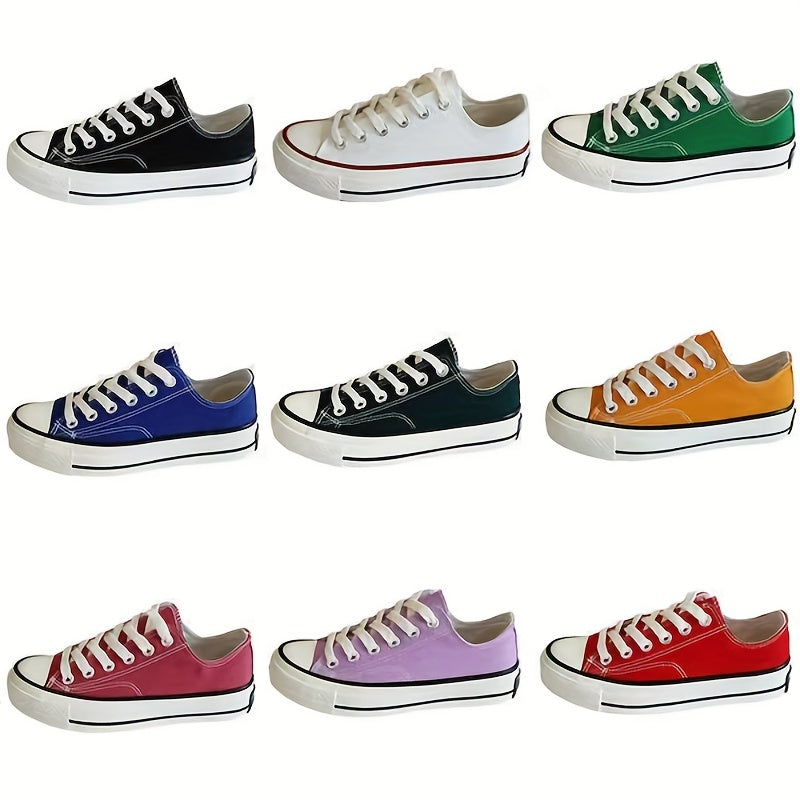 Women's Canvas Lace Up Flat Shoes Low Round Toe Casual Outdoor Sporty Shoes