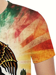 Eagle And Snake Print Men's Graphic Tee for Summer