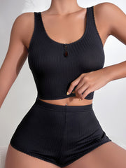 Casual Sleeveless Tank Top & Shorts PJ Set