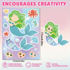 12 Mermaid Stickers Party Favors Make Your Own Mermaid Face Stickers