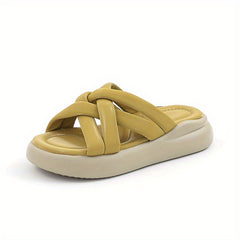 Open Toe Cross Strap Beach Slippers Thick Sole Flatform Shoes