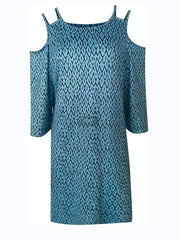 Cold Shoulder Crew Neck Dress Half Sleeve Casual Dress