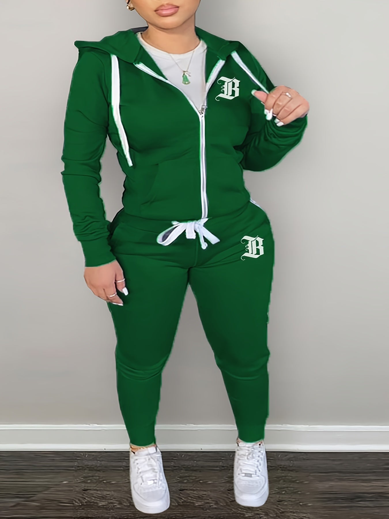 Casual Outfits Set Women's Plus Hooded Sweatshirt & Jogger Pants Set