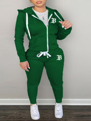 Casual Outfits Set Women's Plus Hooded Sweatshirt & Jogger Pants Set