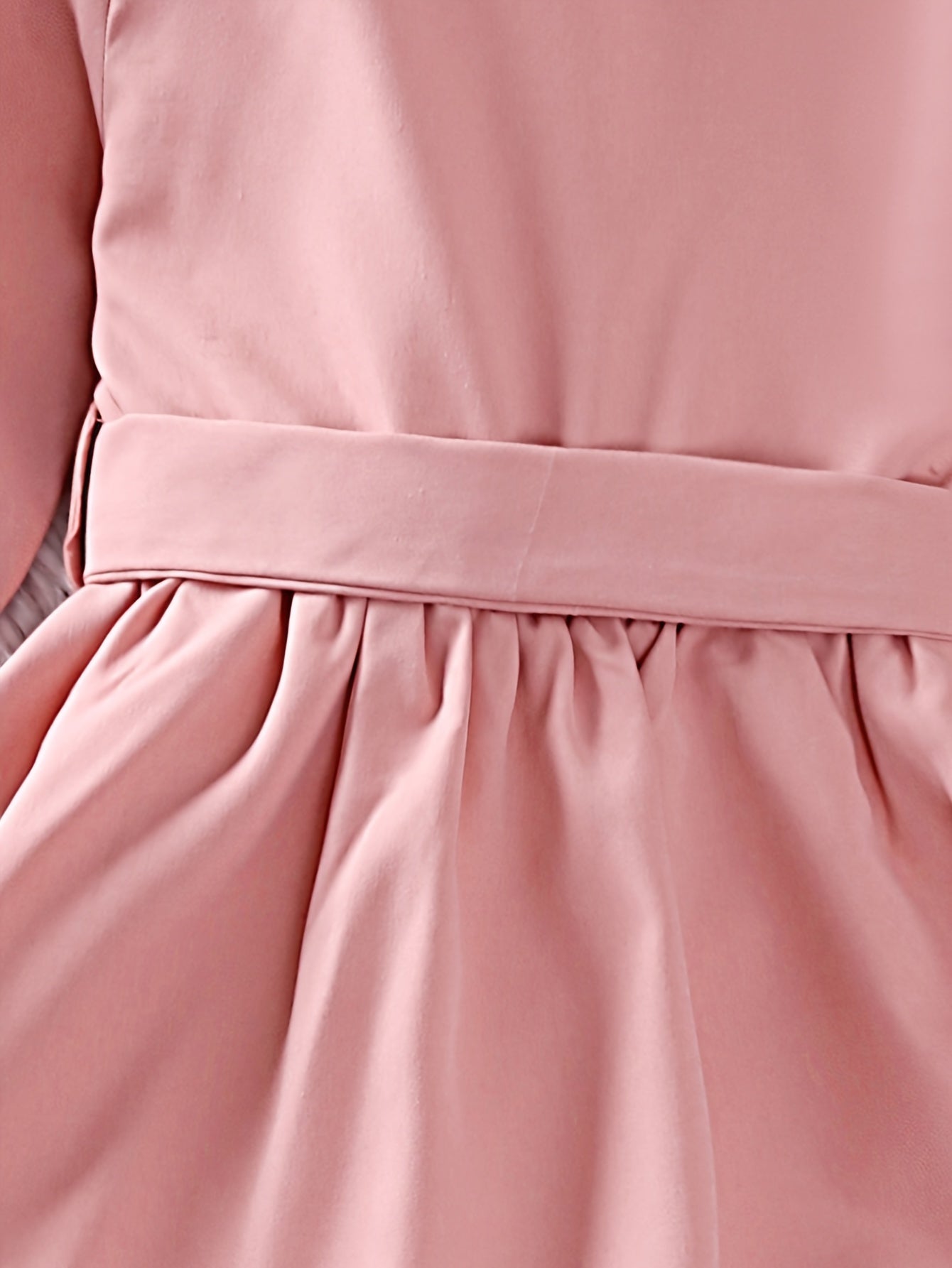 Girls' Flower Embroidery Flutter Trim Long Sleeve Dress