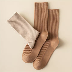 7 Pairs Ribbed Crew Socks Comfy & Breathable Women's Stockings