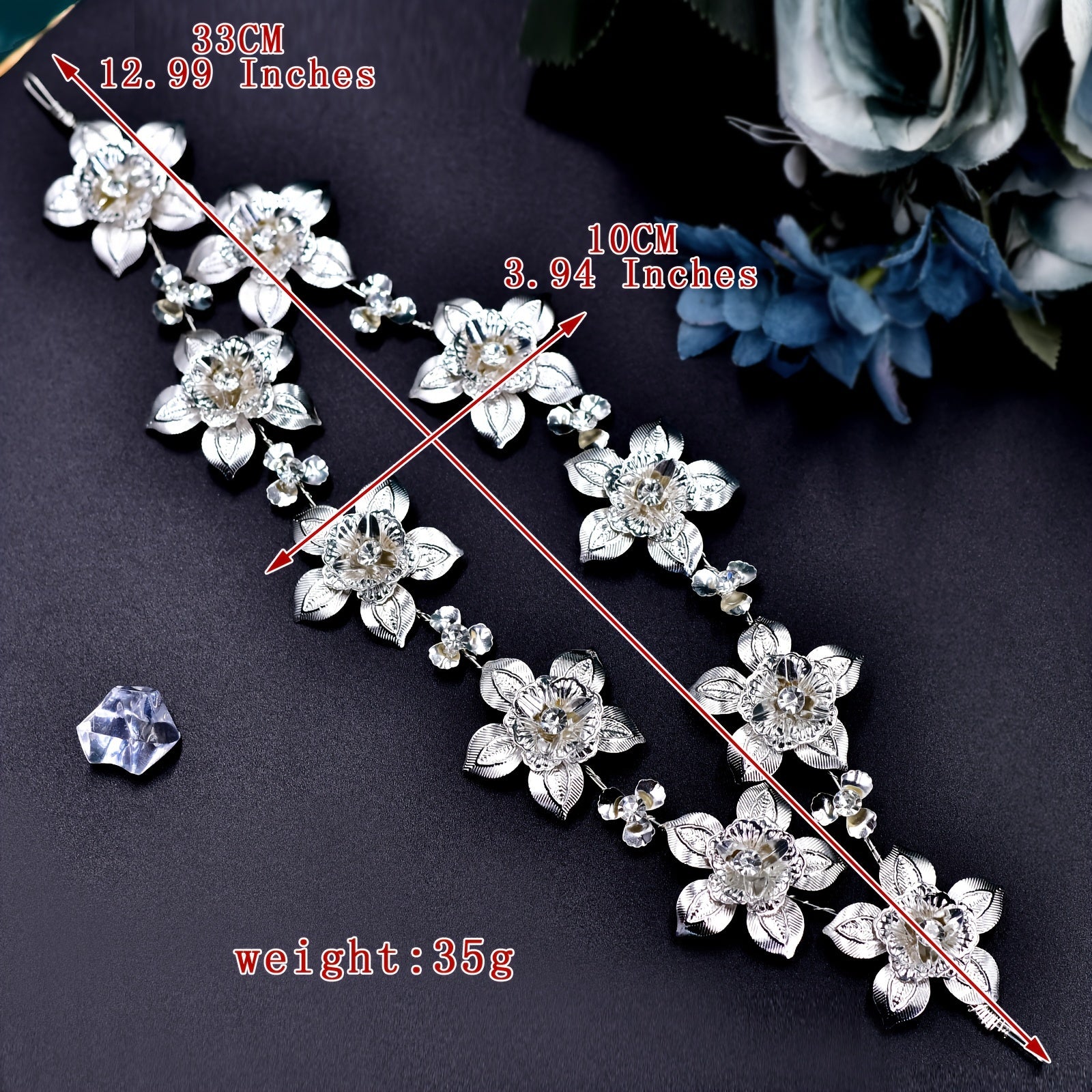 Rhinestone Flower Bride Headwear Hair Hoop for Banquet Plate