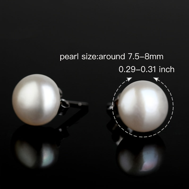 Freshwater Pearl Earrings 925 Silver Ear Studs Jewelry for Women