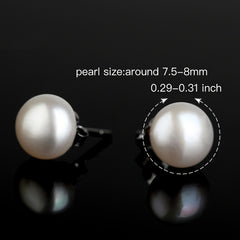 Freshwater Pearl Earrings 925 Silver Ear Studs Jewelry for Women
