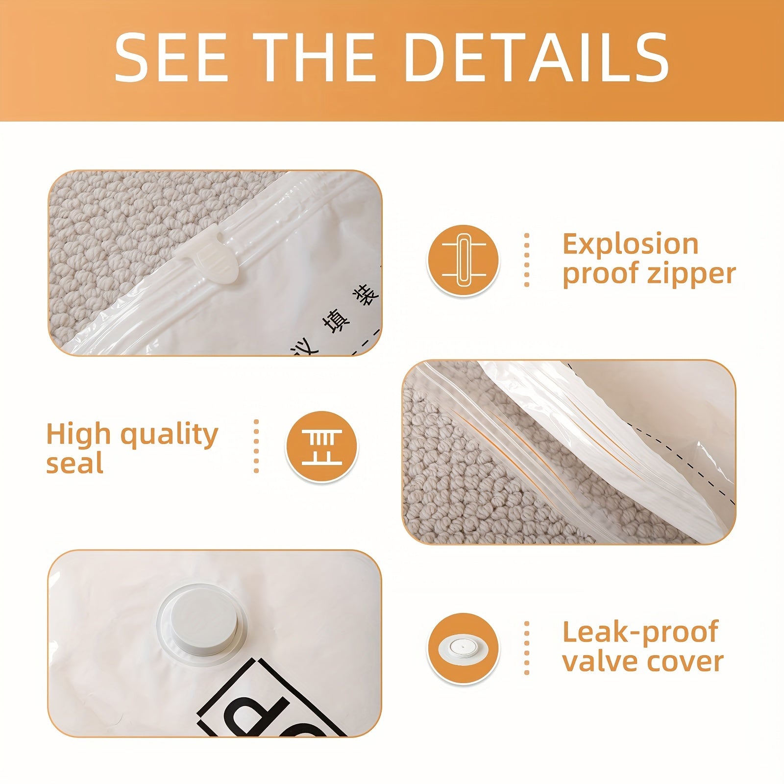 6pcs Vacuum Compression Storage Bags for Clothes Blankets Shir