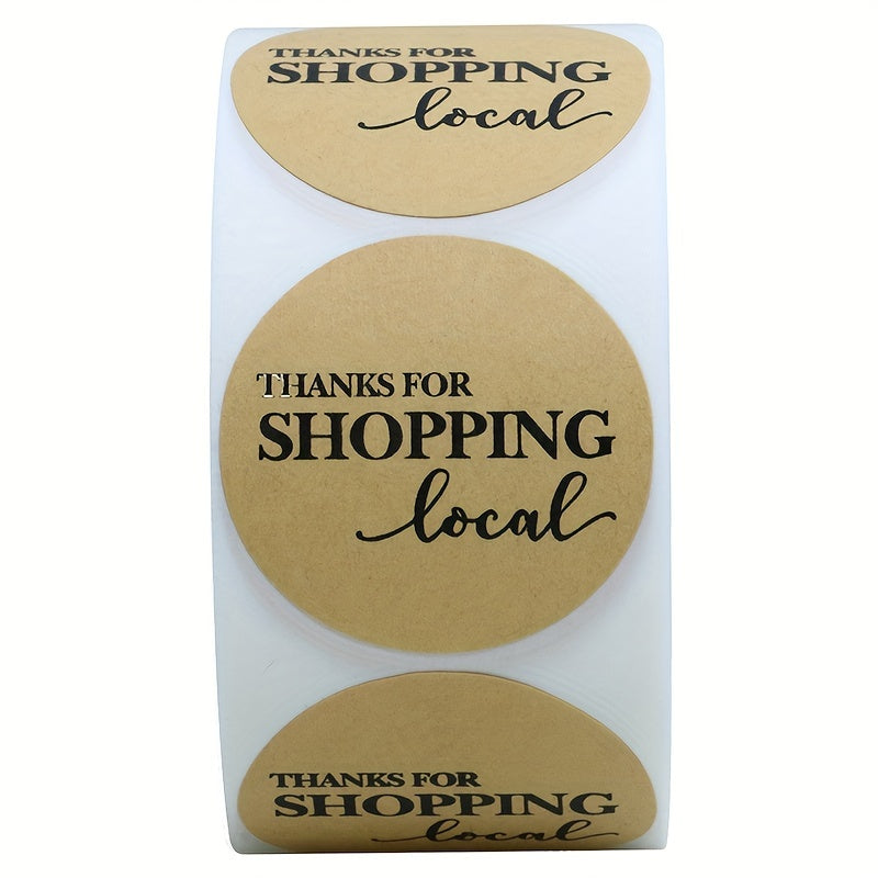 38mm Thank You Shopping Local Label Roll 500 Labels Shrink Wrapped Packaging