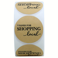 38mm Thank You Shopping Local Label Roll 500 Labels Shrink Wrapped Packaging