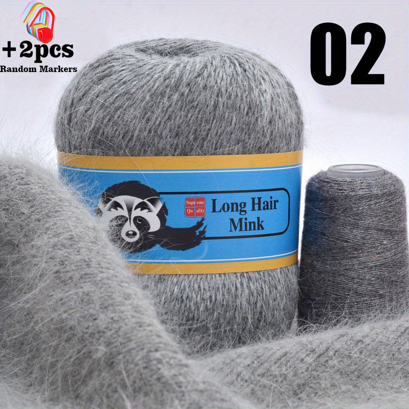 Long Plush Mink Cashmere Wool Yarn 20g 50set w/Markers Fine Hand Knitting Thread