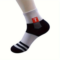 5 Pairs Striped Pattern Socks, Breathable, Comfortable, Outdoor Casual Socks