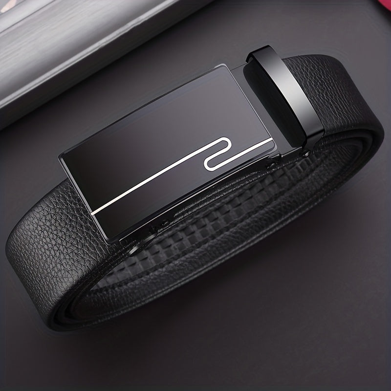 Leather Automatic Buckle Pants Belt for Men