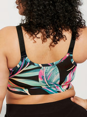 Tropical Print Zipper Front Fitness Bra