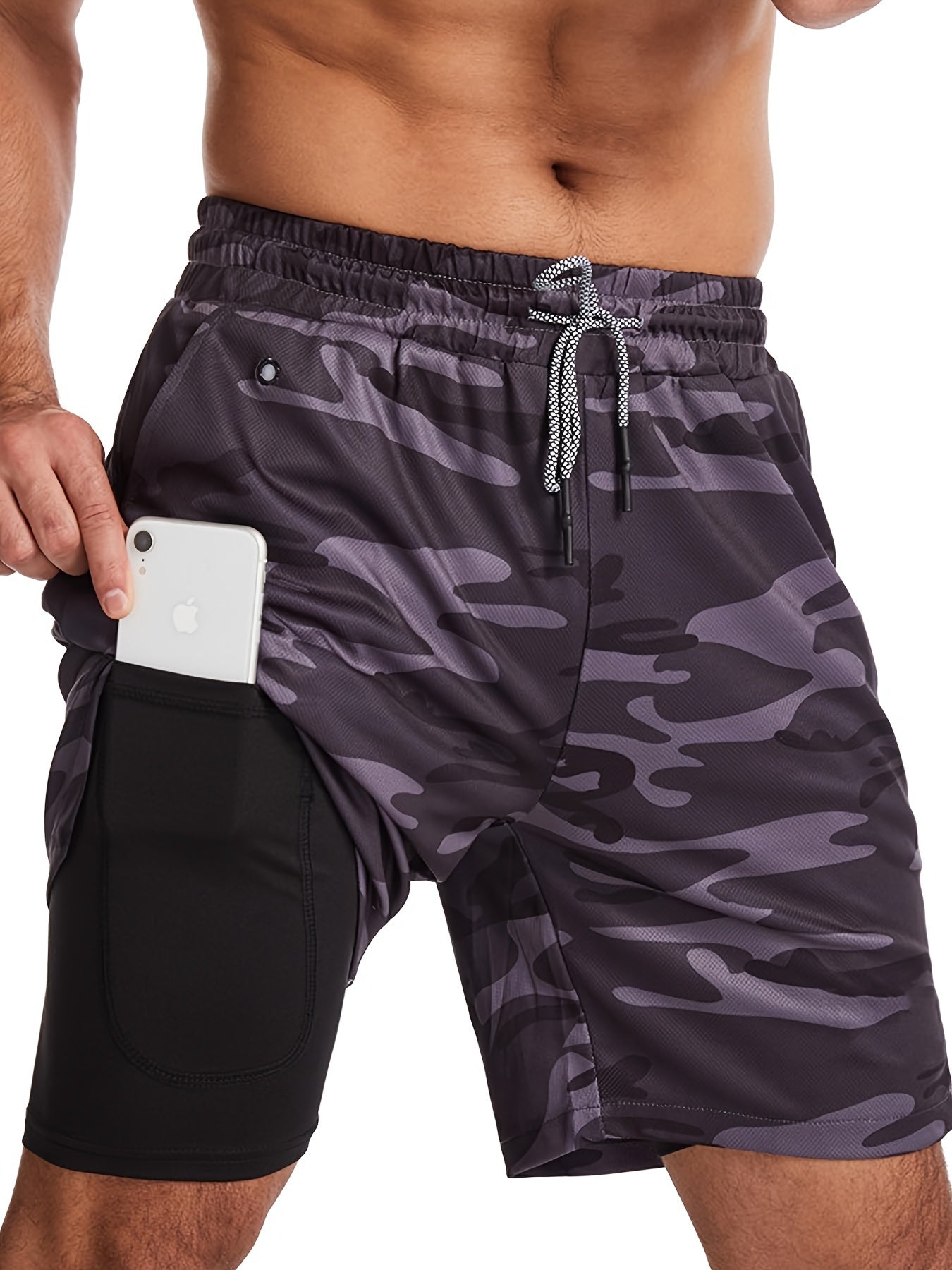 Men's Loose Solid Shorts w/ Pockets Active Drawstring Shorts