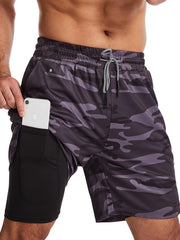 Men's Loose Solid Shorts w/ Pockets Active Drawstring Shorts