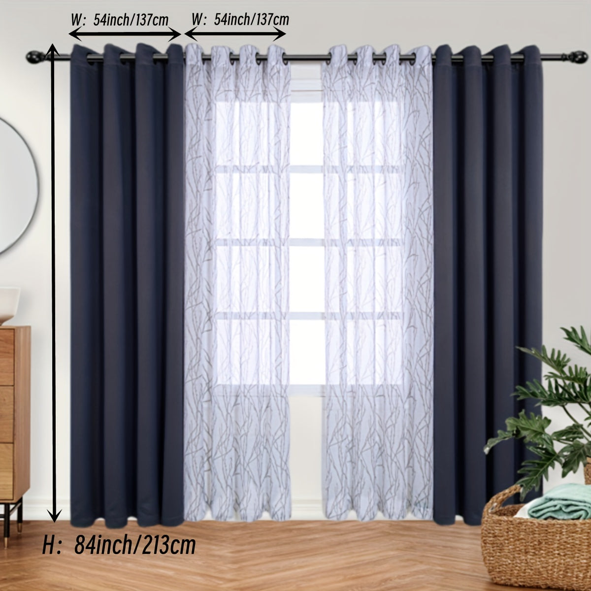 Branch Printed Sheer & Blackout Curtains - Grommet Top Window Drapes
