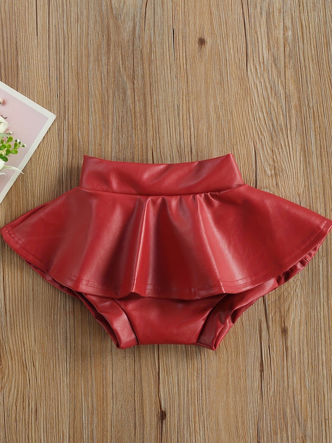 Baby Girl Pleated Skirt Girls PU Leather Skirt Toddler Tutu
