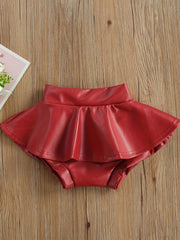 Baby Girl Pleated Skirt Girls PU Leather Skirt Toddler Tutu
