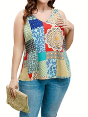 Printed V-Neck Tank Top for Women