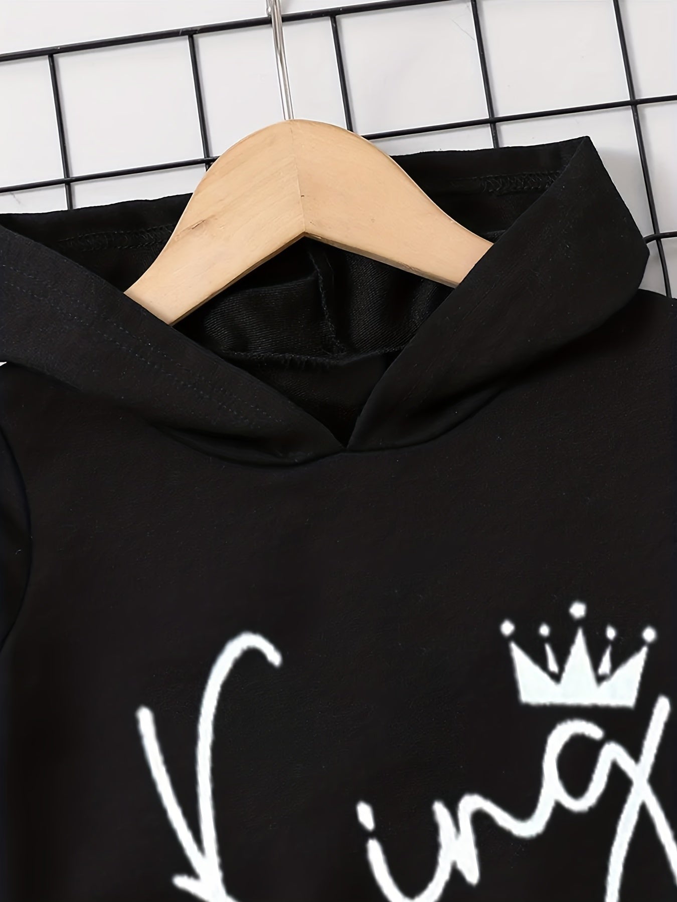 Toddler Boy's 2pcs Hoodie & Sweatpants Set KING Print Top Casual Outfits