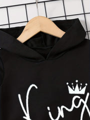 Toddler Boy's 2pcs Hoodie & Sweatpants Set KING Print Top Casual Outfits