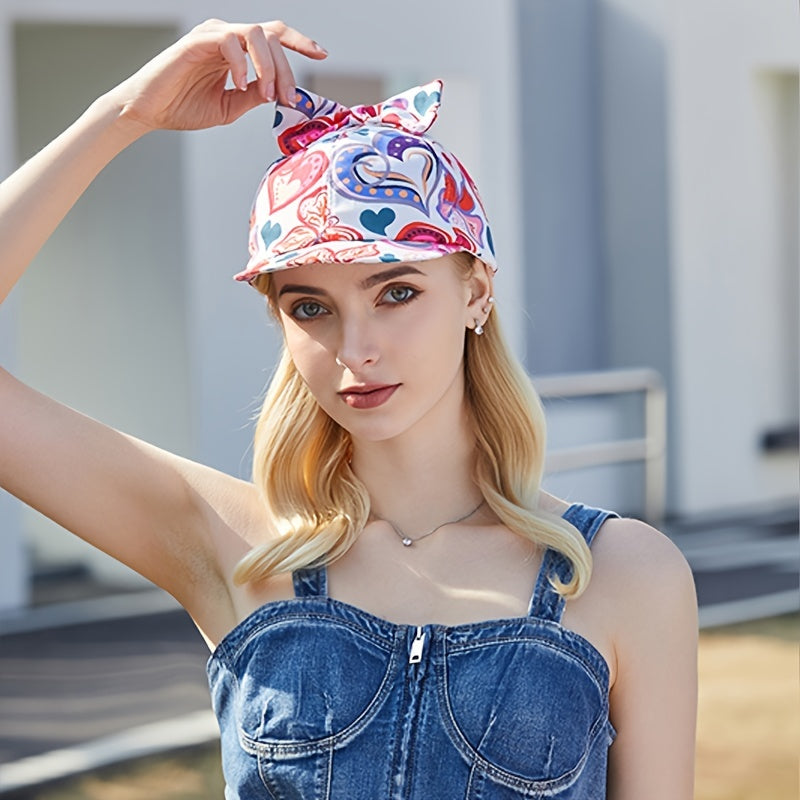 Pink Love Embroidered 3D Bow Baseball Cap Women's Dad Hat