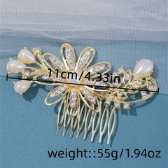 Girls Rhinestone Hairpin Crystal Flower Faux Pearl Hairpin