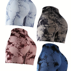 Tie Dye Shorts 4 Pack High Waist Sporty Casual Shorts Women's Clothing